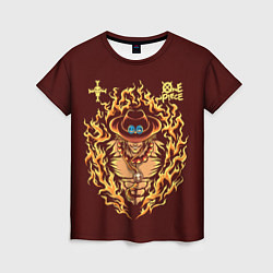 Женская футболка One Piece Портгас Д Эйс в огне
