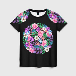 Женская футболка Цветы в круге
