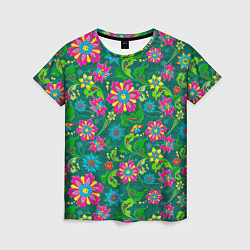 Женская футболка Поле разноцветных цветков