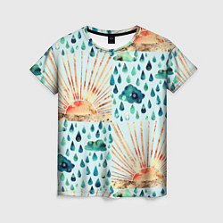 Женская футболка Осенний паттерн: Дождь и солнце