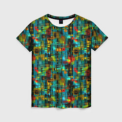 Женская футболка Разноцветные штрихи на бирюзе