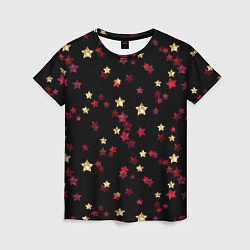 Женская футболка Блестящие звезды на черном