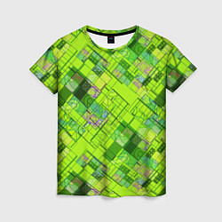 Футболка женская Ярко-зеленый абстрактный узор, цвет: 3D-принт