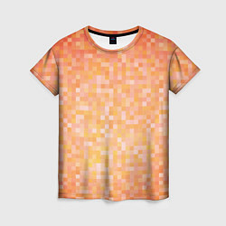 Женская футболка Оранжевая пиксель абстракция