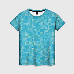 Женская футболка Бирюзовая пиксель абстракция