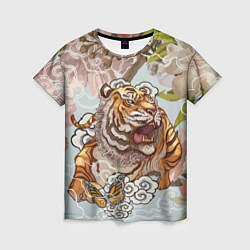 Женская футболка Тигр в облаках