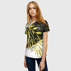 Футболка женская Абстракция с золотыми листьями, цвет: 3D-принт — фото 2