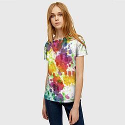 Футболка женская Красно-жёлтые пятна, цвет: 3D-принт — фото 2