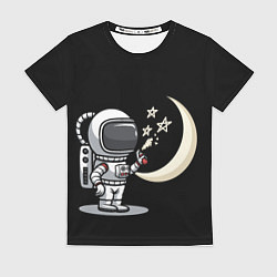 Футболка женская Космонавт рисует звезды, цвет: 3D-принт