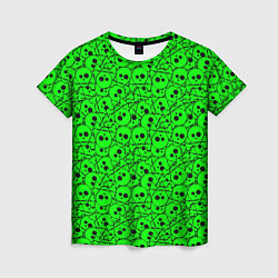 Женская футболка Черепа на кислотно-зеленом фоне