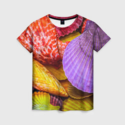 Женская футболка Разноцветные ракушки multicolored seashells