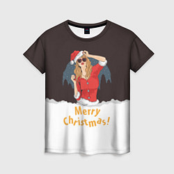 Женская футболка Снегурка Merry Christmas