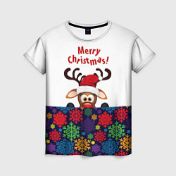 Женская футболка Merry Christmas оленёнок