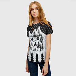Футболка женская Северные Олени в Горах, цвет: 3D-принт — фото 2