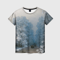 Женская футболка Зимний пейзаж картина маслом