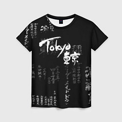Женская футболка Токио Надпись Иероглифы Япония Tokyo