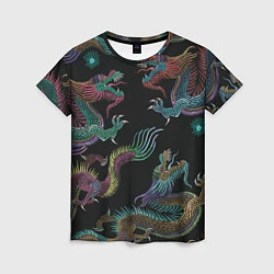 Женская футболка Цветные драконы