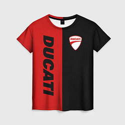 Женская футболка DUCATI BLACK RED BACKGROUND