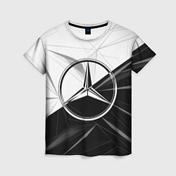 Футболка женская MERCEDES-BENZ МЕРСЕДЕС-БЕНЗ BLACK AND WHITE, цвет: 3D-принт