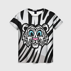 Женская футболка Забавный Белый тигр