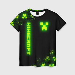 Женская футболка MINECRAFT NEON LOGO CREEPER