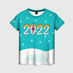 Футболка женская Надпись 2022 Новый год, цвет: 3D-принт