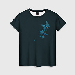 Женская футболка Стая неоновых бабочек