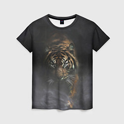 Женская футболка Тигр в тумане