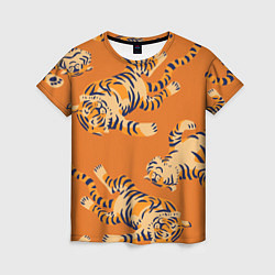 Женская футболка Тигр паттерн