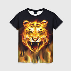 Женская футболка Тигр В Пламени