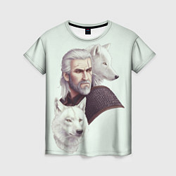 Женская футболка Ведьмак и белые волки