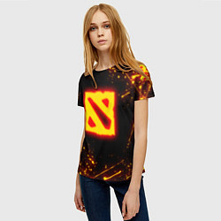 Футболка женская DOTA 2 FIRE LOGO ДОТА 2 ОГНЕННЫЙ ЛОГО, цвет: 3D-принт — фото 2