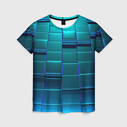 Женская футболка 3D квадраты неоновые