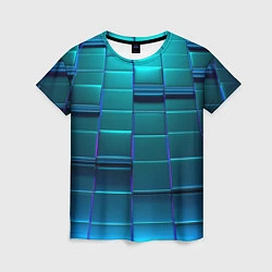 Женская футболка 3D квадраты неоновые