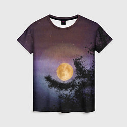 Женская футболка Night sky with full moon by Apkx