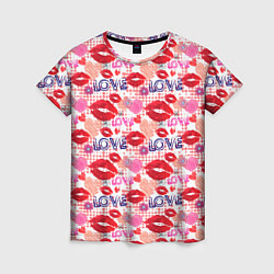 Женская футболка LOVE поцелуи