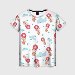 Женская футболка Жирафы на воздушных шарах