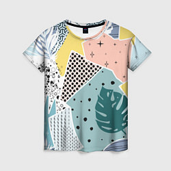 Женская футболка Абстрактный узор с пальмовыми листами и геометрией