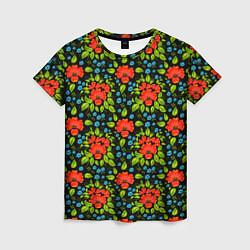 Женская футболка Цветы хохлома