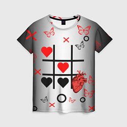 Женская футболка Крестики нолики сердцами