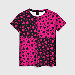 Женская футболка Черно-Розовые сердца