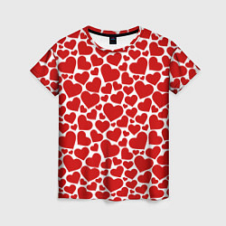 Женская футболка Красные Сердечки LOVE