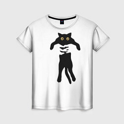 Женская футболка Кот в руках
