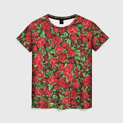 Женская футболка Букет алых роз