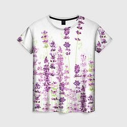 Женская футболка Цветы Лаванды акварелью