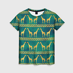 Женская футболка Золотые жирафы паттерн