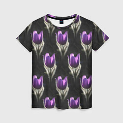 Женская футболка Фиолетовые цветы - паттерн