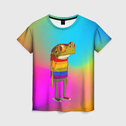 Женская футболка Радужная лягушка Rainbow Frog