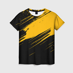 Женская футболка Black and yellow grunge