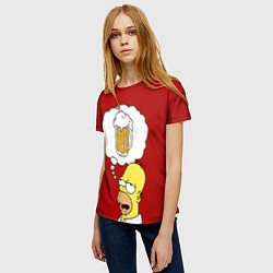 Футболка женская Гомер думает о пиве Симпсоны Simpsons, цвет: 3D-принт — фото 2